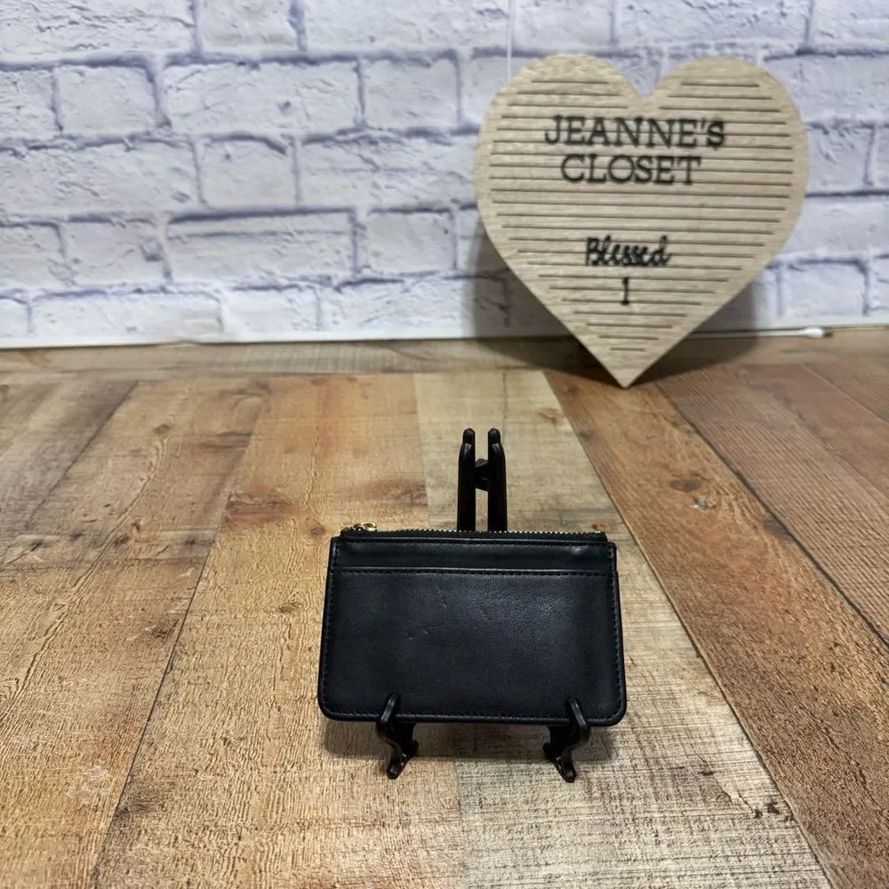 Coach Rare Black Leather Vintage Skinny Zip Pouch Case Bag Wallet